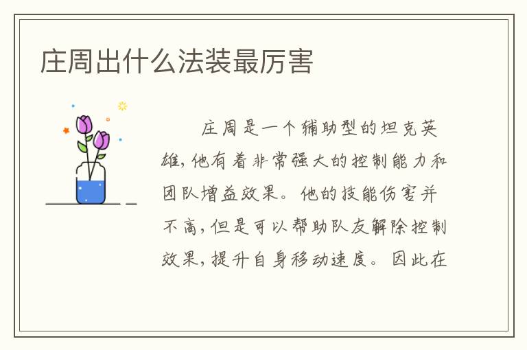庄周出什么法装最厉害